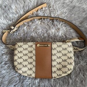 Michael Kors Signature Beige and Brown Crossbody Bag